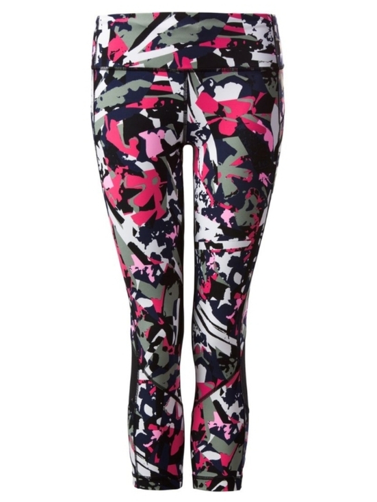 lululemon athletica Pants - Lululemon Abstract Floral Print Cropped Leggings in Pink, Black, White - 4/2